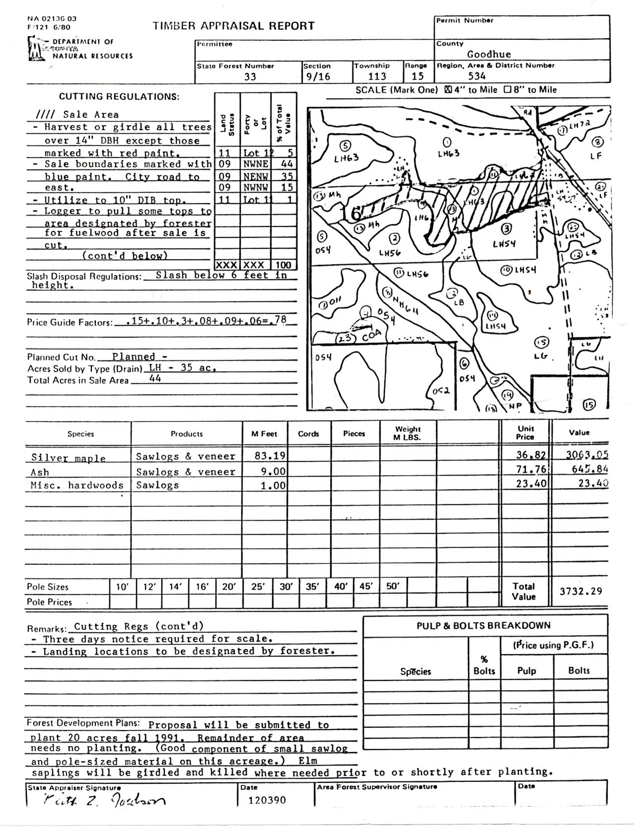 Figure 7: 1990 timber sale appraisal.