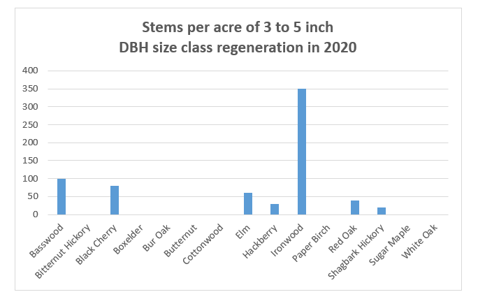 3 to 5 inch DBH regeneration levels in 2020.