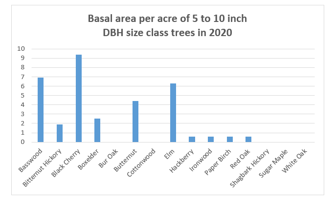 5 to 10 inch DBH regeneration levels in 2020.