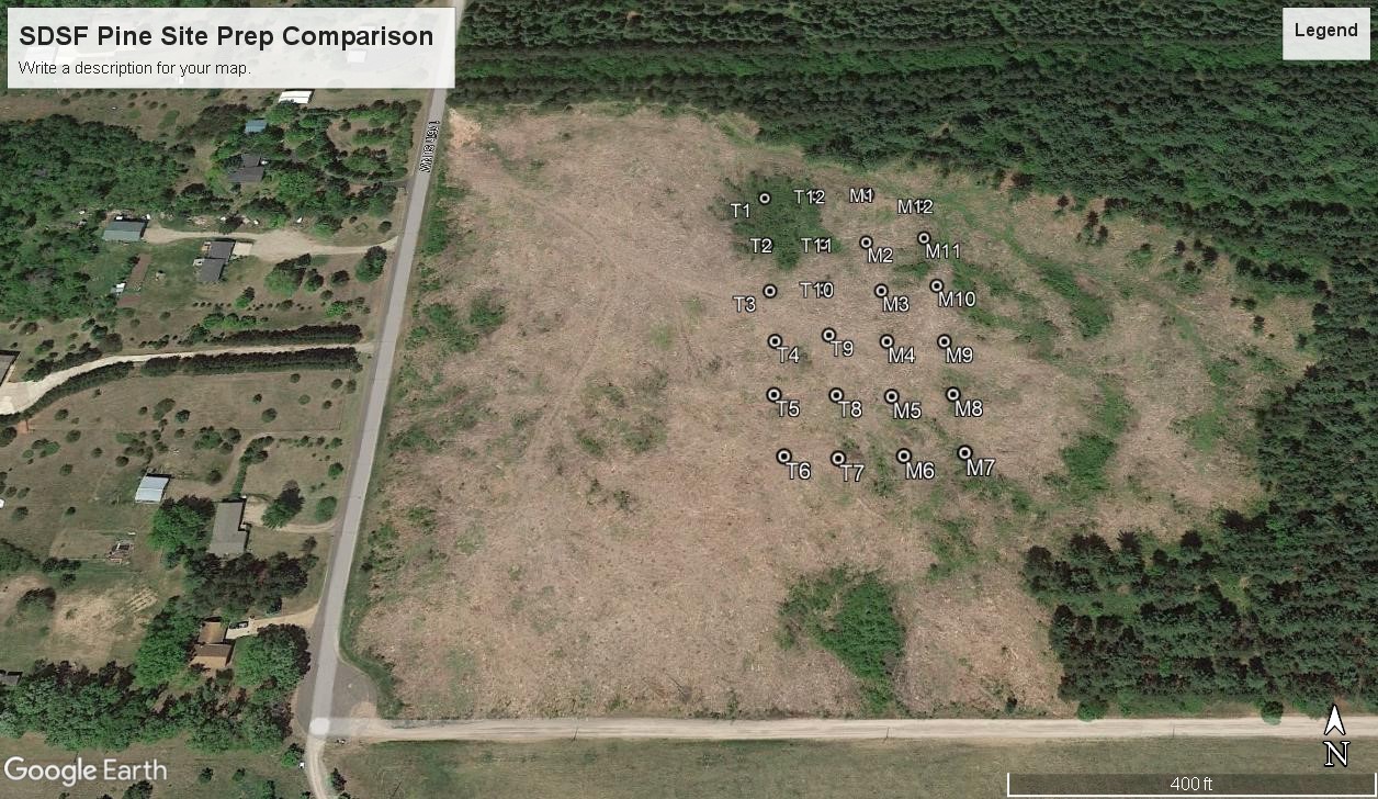 aerial photo of study site showing 2022 data plot locations