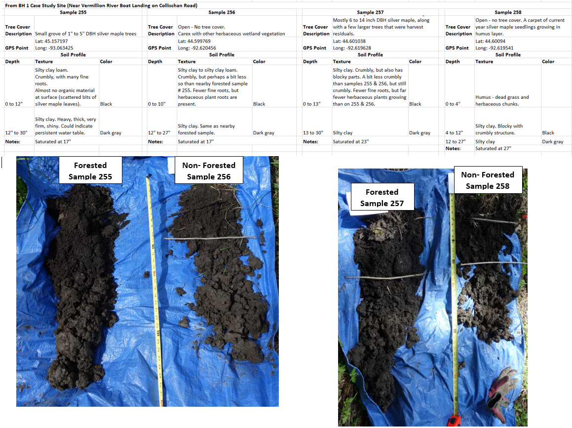 Soil notes and sample photos from the Vermillion River boat landing site 