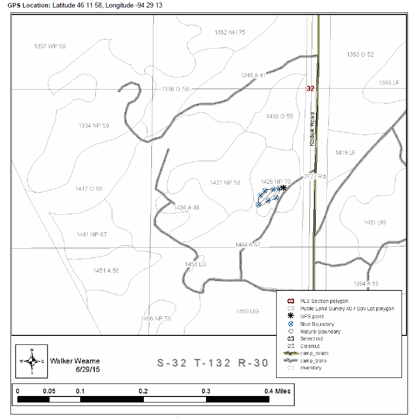 Map of cutting block 2 from the timber sale appraisal