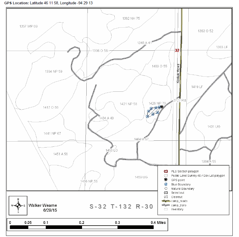 Map of cutting block 3 from the timber sale appraisal